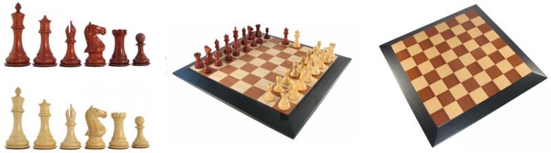 Crimson Rosewood Luxury Staunton Chess Pieces and Board