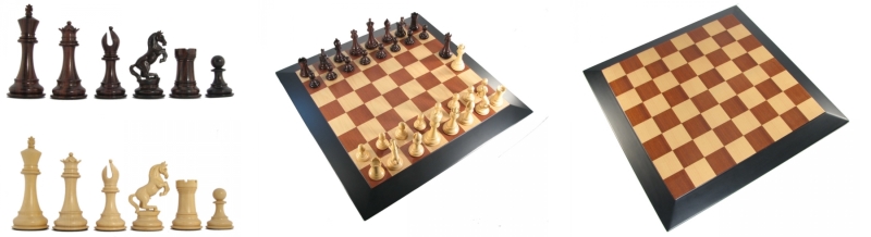 Crimson Rosewood Luxury Eques Staunton Chess Pieces and Board