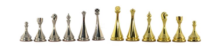 Gold and Silver Staunton Metal Chess Pieces