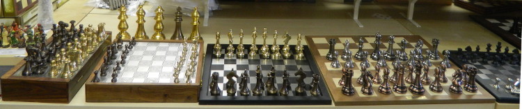 Our metal Stauton chess set section