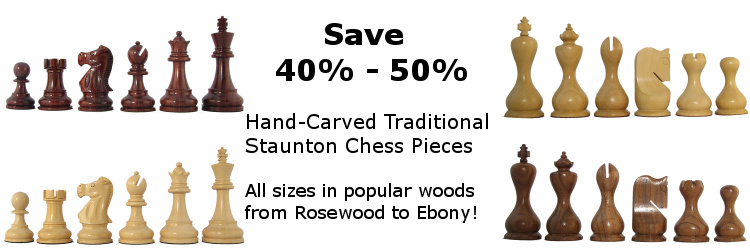 traditional wood staunton chess pieces on sale