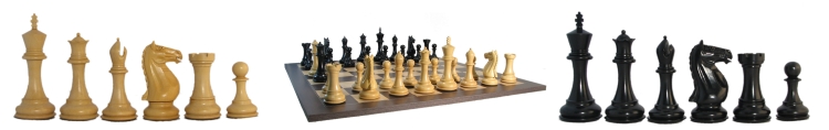 Massive Ebonized Chessmen with board