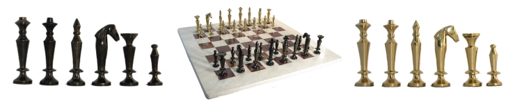 Metal Chessmen with Marble Chessboard