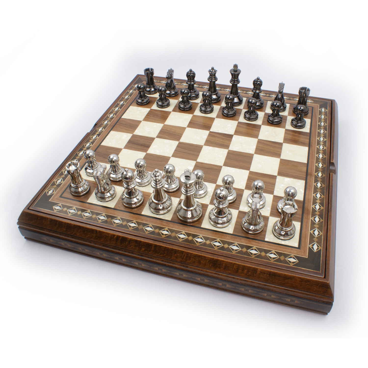 11.4 Inches Chess Set Personalized Wooden Chess Set Metal 