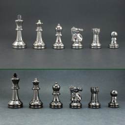 Classic Persian Staunton Solid Brass Chess Set with Blue Ash Burl & Erable  High Gloss Chess Board - The Chess Store