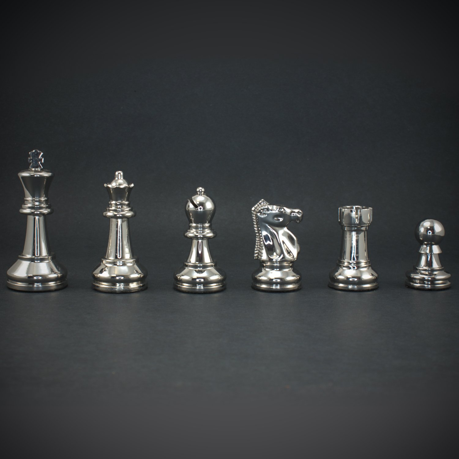 Luxury Large Chess Set With Metal Pieces Board Black + Silver