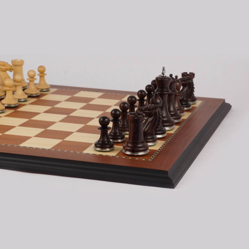 Luxury Handmade Chess Set-Brass Chessmen Rosewood Mosaic Chess Board - Gift Item