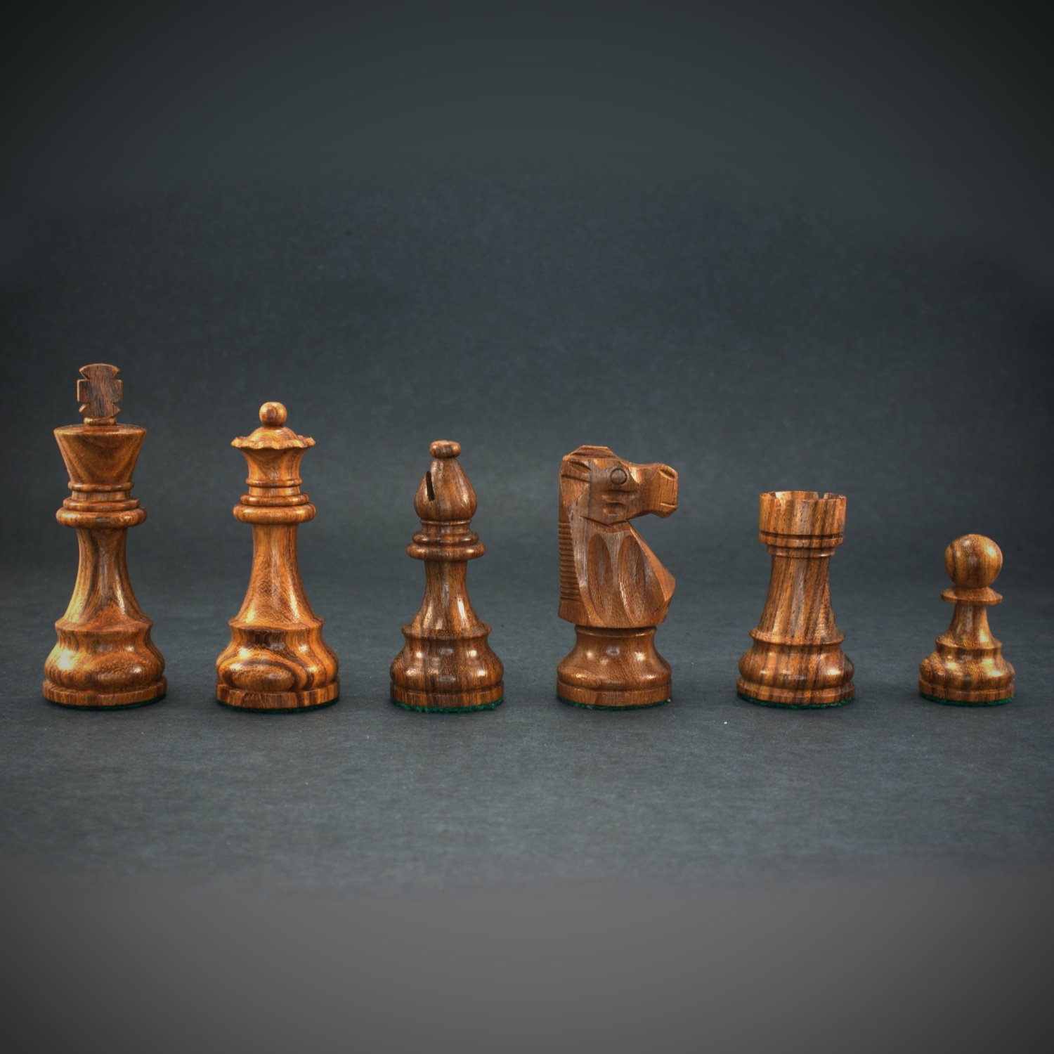 The French Knight - Black and Natural Boxwood Chess Pieces - 3.75