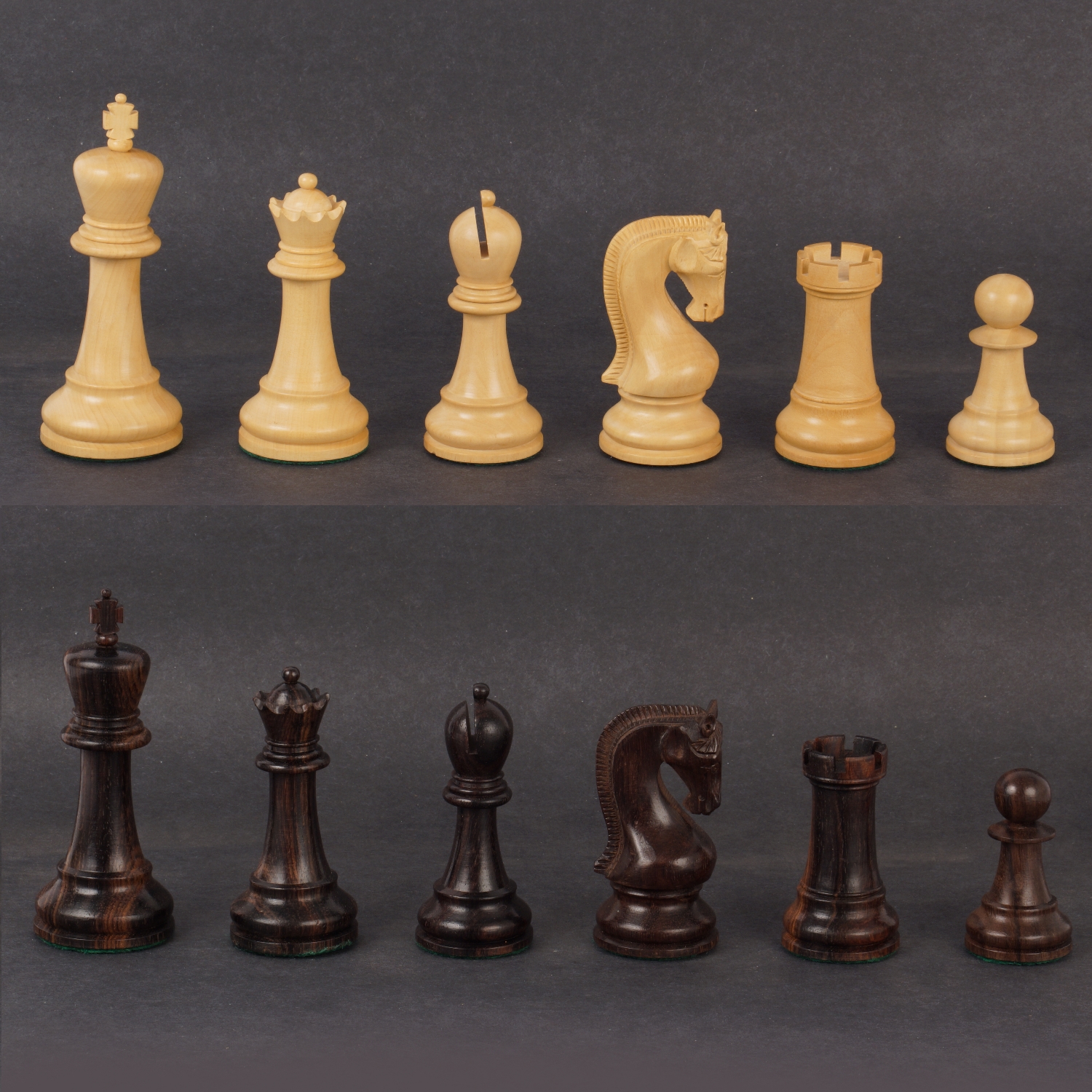 Luxury Rosewood & Maple Chess Pieces - Handmade Vintage Chess