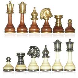 Classic Persian Staunton Solid Brass Chess Set with Blue Ash Burl & Erable  High Gloss Chess Board - The Chess Store