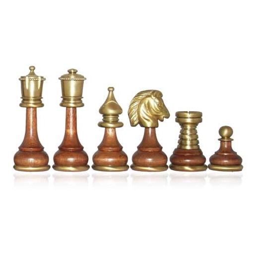 Persian chess set – plated brass and wood