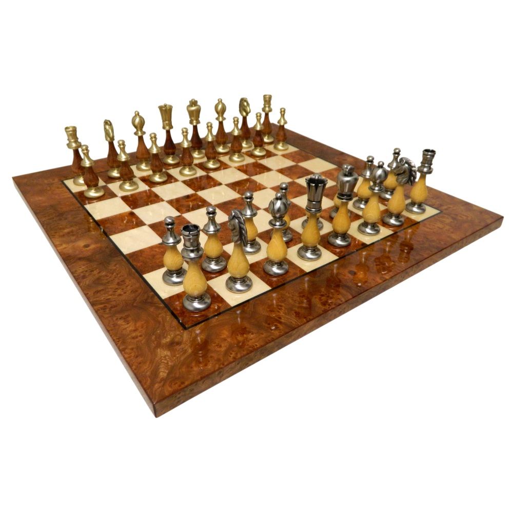 20 Heirloom Italian Solid Brass and Wood Staunton Chess Set