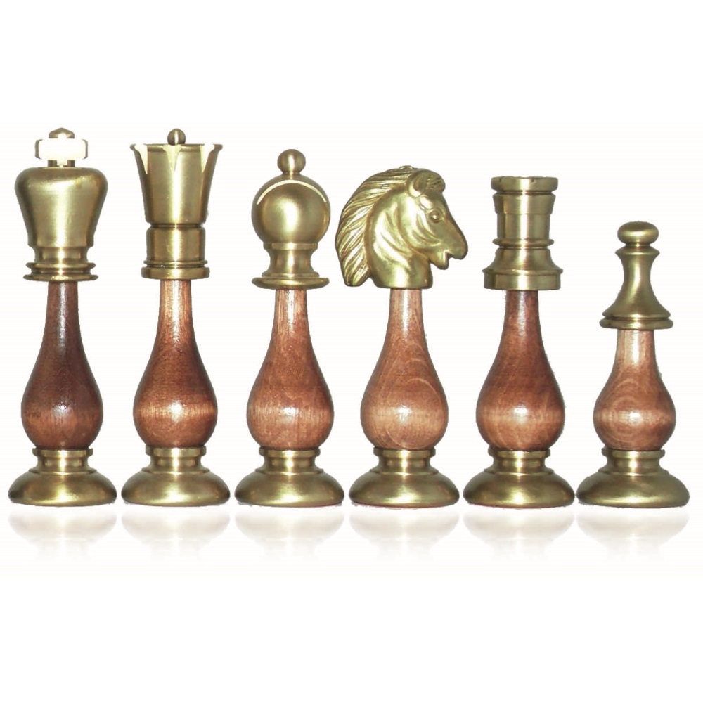 The Brass Staunton solid Brass Chess Pieces Brass & Antique Stain Coated  3.5 Chess Pieces