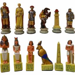 2 1/8" Miniature Roman v.s Egyptians Polystone Chess Pieces
