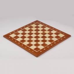 16" Mahogany & Sycamore Chess Board with 1 1/2" Squares & Notation