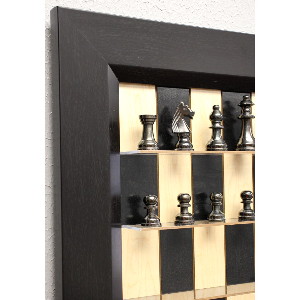 Straight Up Chess Board - Red Cherry Chess Board with Black Contemporary  Frame