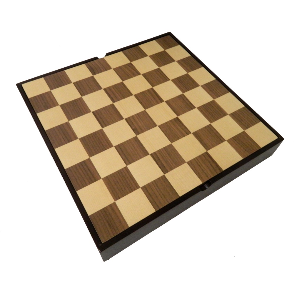 Large Walnut and Maple Storage Chess Board