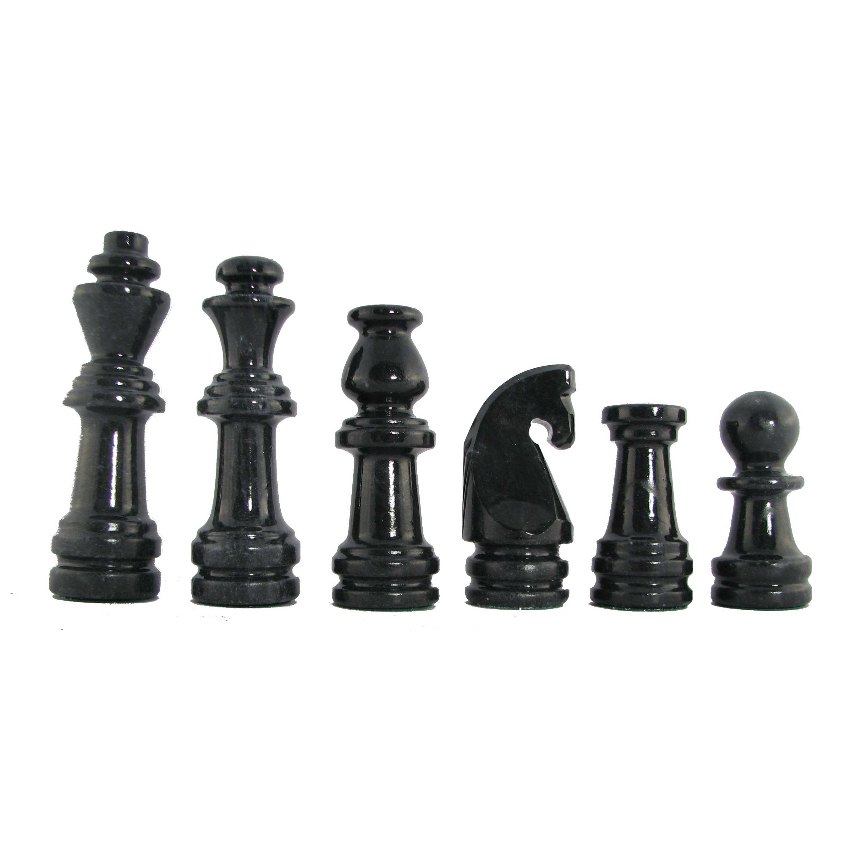 16'' Black and White Marble Chess Set with Green Border