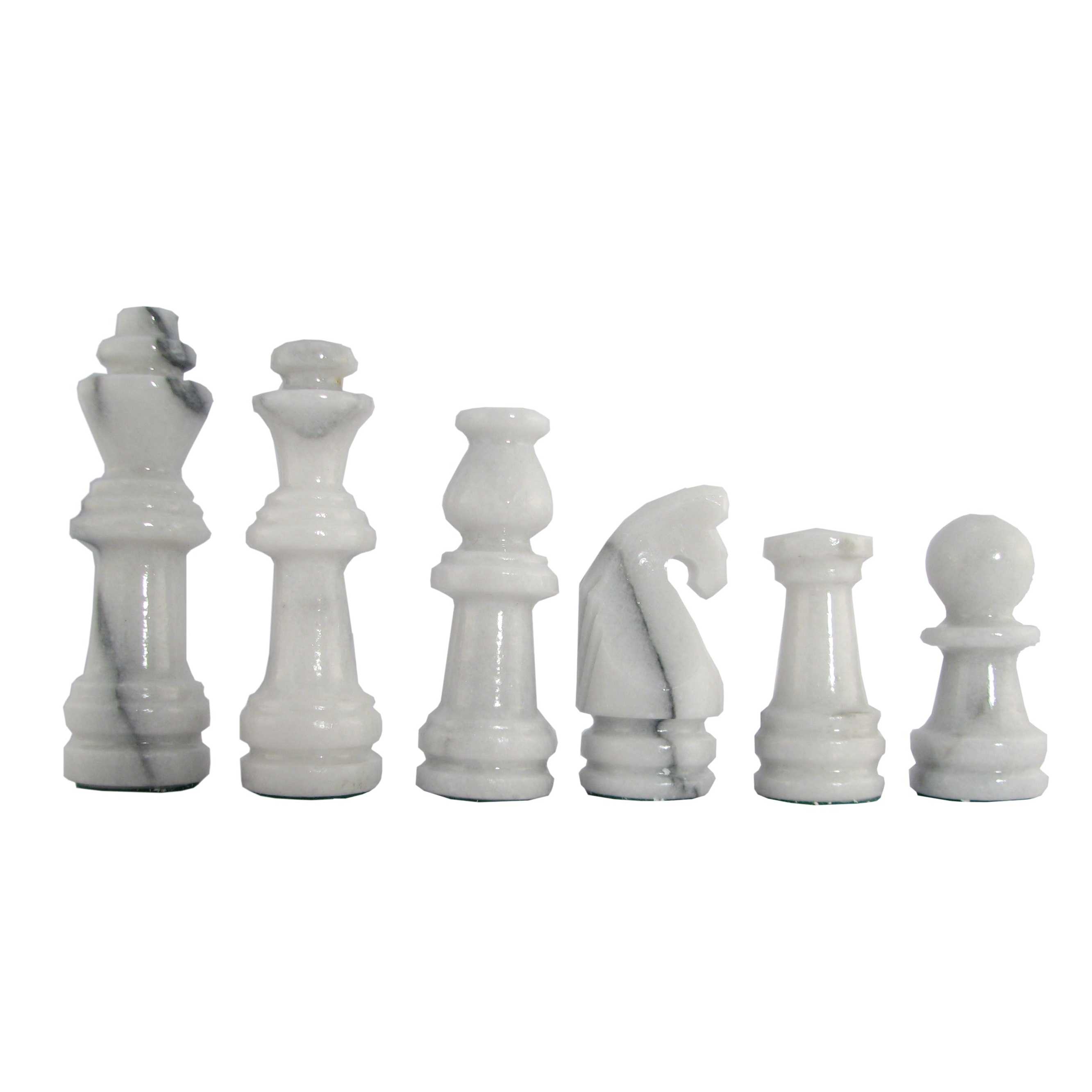 16'' Black and White Marble Chess Set with Green Border