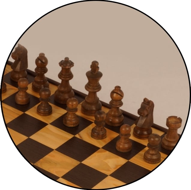 Classic Wooden Tournament chess set on black background