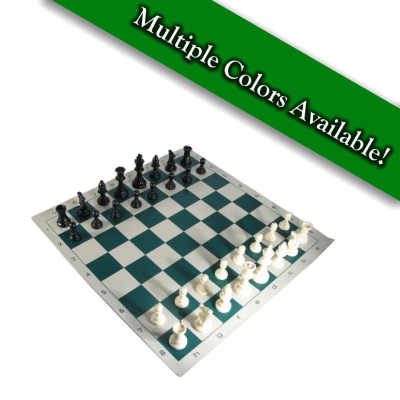 4 Player Chess Set Combination - Single Weighted Regulation Colored Chess  Pieces & 4 Player Vinyl Chess Board