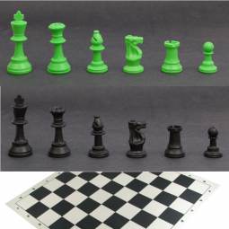 Weighted Black and Green Chess Set with Silicone Board