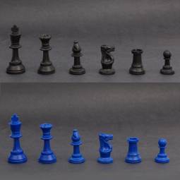 3 3/4" Weighted Black and Blue Tournament Plastic Chess Pieces