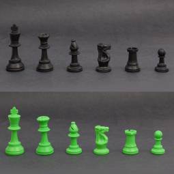 3 3/4" Weighted Black and Green Tournament Plastic Chess Pieces