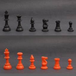3 3/4" Weighted Black and Red Tournament Plastic Chess Pieces