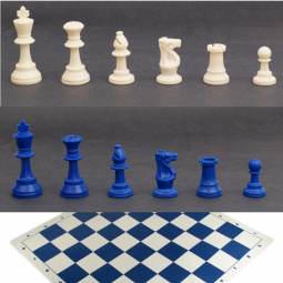 Weighted Blue and White Chess Set with Silicone Board