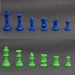 3 3/4" Weighted Blue and Green Tournament Plastic Chess Pieces