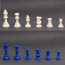 3 3/4" Weighted Blue and White Tournament Plastic Chess Pieces
