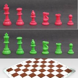 Weighted Green and Pink Chess Set with Silicone Board