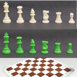 Weighted Green and White Chess Set with Silicone Board