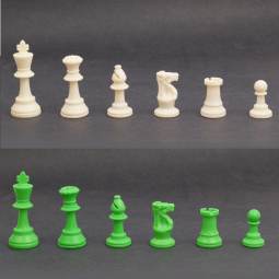 3 3/4" Weighted Green and White Tournament Plastic Chess Pieces