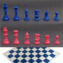 Weighted Pink and Blue Chess Set with Silicone Board