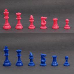 3 3/4" Weighted Pink and Blue Tournament Plastic Chess Pieces