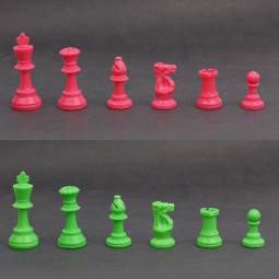 3 3/4" Weighted Pink and Green Tournament Plastic Chess Pieces