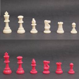 3 3/4" Weighted Pink and White Tournament Plastic Chess Pieces