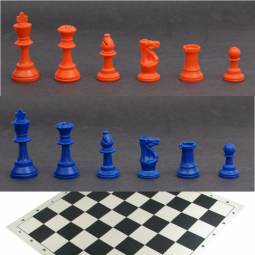 Weighted Red and Blue Chess Set with Silicone Board