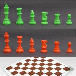 Weighted Red and Green Chess Set with Silicone Board