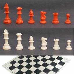 Weighted Red and White Chess Set with Silicone Board