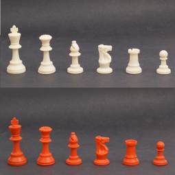 3 3/4" Weighted Red and White Tournament Plastic Chess Pieces