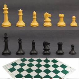 20" Deluxe Weighted Camel and Black Chess Set