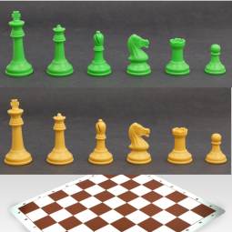 20" Deluxe Weighted Camel and Green Chess Set