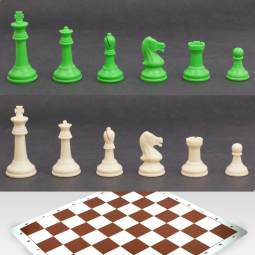 20" Deluxe Weighted White and Green Chess Set