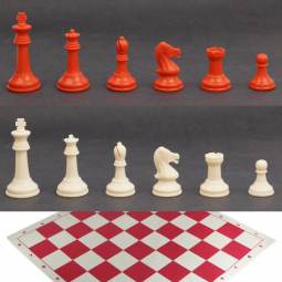 20" Deluxe Weighted White and Red Chess Set