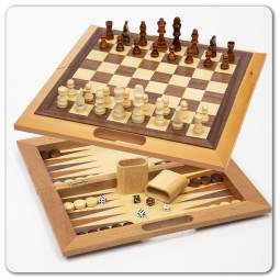16" Folding Traditional 3-in-1 Chess Set with Handle