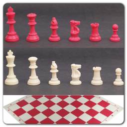 Weighted Pink and White Chess Set with Silicone Board