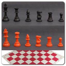 Weighted Red and Black Chess Set with Silicone Board